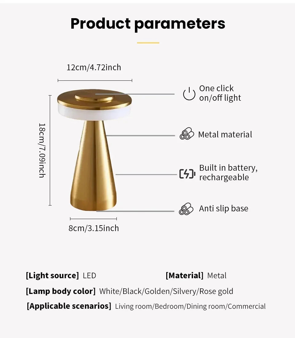 USB Rechargeable Touch Table Lamp – Portable Study, Bedroom & Night Light