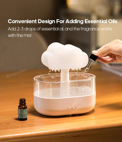 Cloud Air Humidifier & Essential Oil Diffuser – Ultrasonic Mist, Rain Cloud Night Light, White Noise