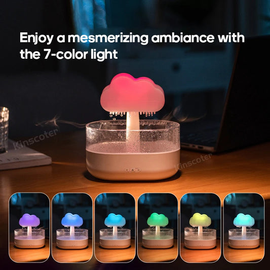 Cloud Air Humidifier & Essential Oil Diffuser – Ultrasonic Mist, Rain Cloud Night Light, White Noise